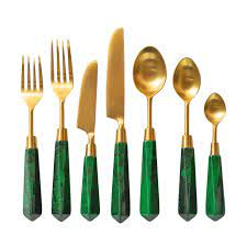 Cuillère de table élégante en laiton/acier inoxydable avec poignée en acrylique pour les occasions de fête - Product Image 3