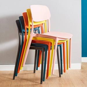 Colorful <b>Plastic</b> Chairs Modern Dining Chair Set Contemporary Low Back Chairs for Dining <b>Table</b> Living Room Office Restaurant - Product Image 3