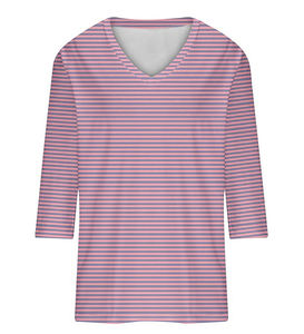 Camiseta de manga larga con cuello en V de punto informal de talla grande para mujer, 100% de algodón, transpirable, de secado rápido, bordado sólido, personalizable - Product Image 2