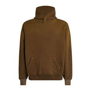 Pull à capuche en coton 100% épais et personnalisable pour hommes, polaire à motif solide d'hiver avec broderie perlée, technique thermique - Product Image 3