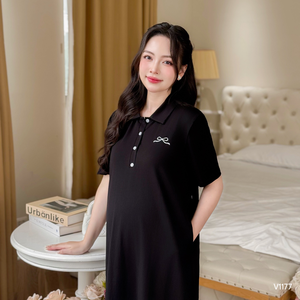 Robe d'été décontractée écologique pour la maternité en coton doux, respirant, absorbant la sueur, anti-rétrécissement, broderie avec nœud Weave-V1177 - Product Image 3