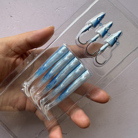 Nouvel ensemble de leurres souples lumineux de 80 mm et 5,7 g à trois têtes et cinq queues, leurres de pêche en mer simulés pour la pêche au jigging