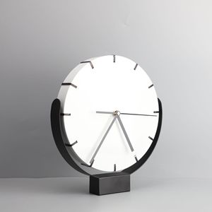 <span class=keywords><strong>Reloj</strong></span> de Mesa Decorativo para el Hogar, Redondo, de Metal, en Blanco y Negro, Simple - Product Image 5