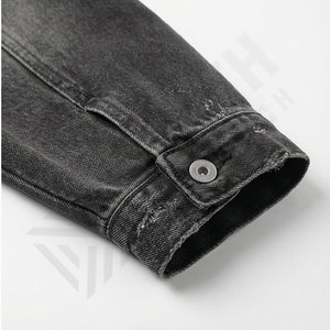 Chaqueta Vaquera de Talla Grande para Hombre, Estilo Vintage, Lavada, Desgastada, Corte Holgado, Cuello Camisero, Bolsillos, Ropa Exterior Informal para Otoño y Primavera - Product Image 6