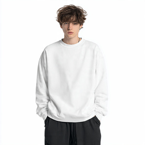 Sweat-shirts en molleton blanc à épaules tombantes pour hommes, coupe ample, col rond, molleton épais, sweat-shirts de jogging pour hommes, sweat-shirt de plein air pour hommes - Product Image 4