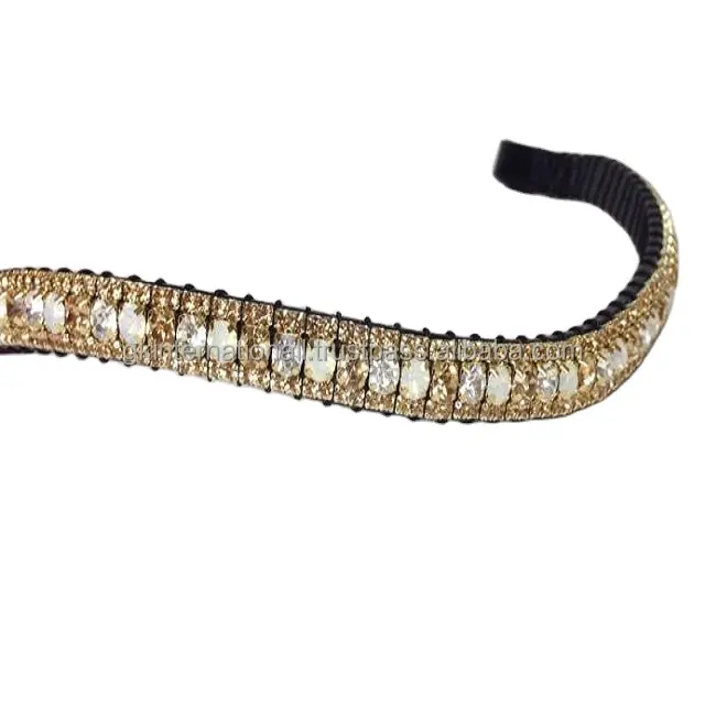 Bandeau à sourcils en cristal de aiguilles, vente en gros, de qualité supérieure, tendance, africain brillant, chaîne en métal décorative, 3 rangée d'or