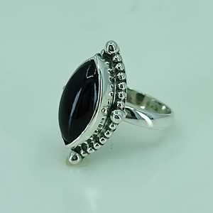 Navya Craft 925 Sterling Silver Women's Handmade <b>Statement</b> <b>Ring</b> Black Onyx Marquise Gemstone Boho Style Size 6.0 Gift Licensed - Product Image 5
