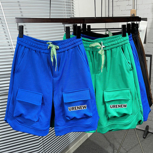 <b>Mens</b> Vintage Cotton Sweat <b>Shorts</b> Custom Logo High Street Style <b>Elastic</b> <b>Waist</b> 100 Percent Cotton Embroidered Basketball - Product Image 1