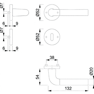 Ensemble de rosettes en aluminium Bremen 1505/42KV/42KVS pour portes rondes OB DIN Gauche/Droite Serrures HOPPE - Product Image 2