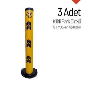 Barrera de Estacionamiento Retráctil de Acero Resistente de 79 cm, Poste de Estacionamiento con Bloqueo para Estacionamiento de Autos - Equipo de Estacionamiento de 3 Piezas - Product Image 5