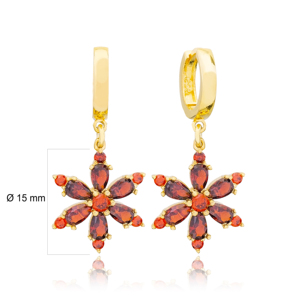 Chic flor encanto granate piedra colgante pendientes gota piedra turca venta al por mayor 925 joyería de plata esterlina - Product Image 4