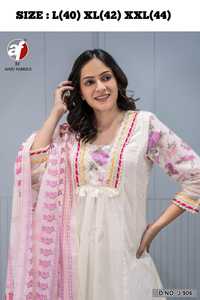 ผ้าฝ้ายผสมที่น่าสนใจพร้อมกางเกงปักลาย kurti และแฟชั่นผู้หญิงดูแพตตาช้อปปิ้งออนไลน์ - Product Image 5