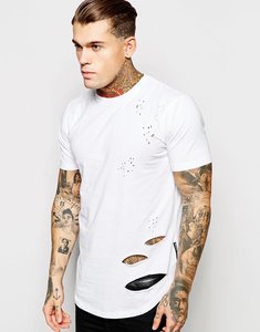 Alta calidad personalizado OEM 100% algodón desgastado T corto hombres liso en blanco Venta caliente rasgado angustia camisetas para hombres - Product Image 1