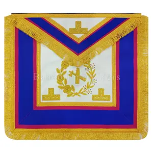 มาร์ค แกรนด์ องศาสมเด็จพระราชินี ชุดผ้ากันเปื้อน - ผู้รักษาจูเนียร์ - ขอบทอง และปักมือสามระดับและโลโก้ (BH-M-652)