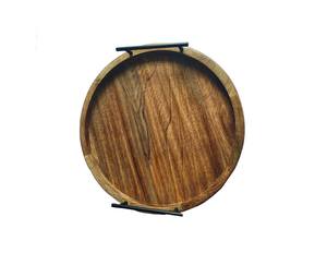 Bandeja de servicio de madera de mango, diseño de lujo, forma redonda, para decoración del hogar, hotel, restaurante, bar, utensilios de cocina, decoración de mesa - Product Image 3