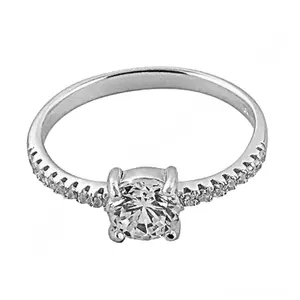 Bague de fiançailles romantique en argent 925 avec diamant pour femme, plaquée rhodium, sertie en platine, 14 carats - Product Image 1