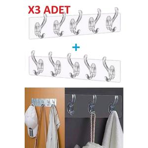 3 pezzi autoadesiva resistente trasparente 5 pezzi appendiabiti da cucina porta a muro appendiabiti da bagno - Product Image 2