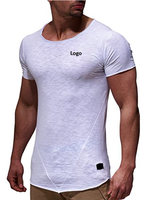 T-shirt de sport pour homme, coupe classique, logo personnalisé, 100 % coton épais, manches courtes, col rond, respirant, écologique
