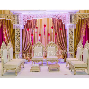 Sillas Mandap de madera de alta calidad a precios al por mayor Sillas Mandap Vidhi DE BODA majestuosas Sillas Mandap de boda de nuevo diseño EE. UU. - Product Image 1