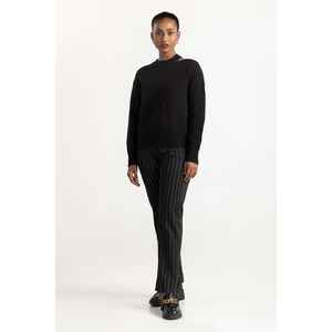 Pull noir vintage coréen pour femme avec découpes aux épaules et col à nœud, taille XS, pour l'automne et l'hiver - Product Image 6