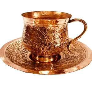 Copper Cup Plate <b>Tea</b> <b>Set</b> Handmade Pure Copper Modern Luxury Design Best Quality TQC Brand for Wedding Use Home Hotel Uttar - Product Image 1