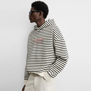 Men's European and American Style Fleece <b>Hoodie</b> Solid Color Embroidered Technique Oversized Fit for Winter ODM Supply - Product Image 4