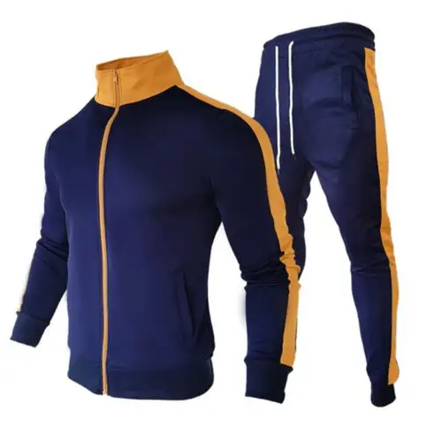 जिम पुरुषों के ट्रैकसूट कैजुअल पैंट जैकेट सूट आकस्मिक खेल स्वेटर शर्ट सेट 2 टुकड़ा