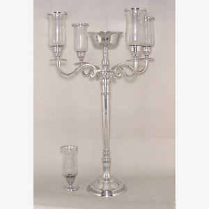 Handmade 4-Arm Candlestick with Customized Finish Vintage <b>Metal</b> Candelabra Flower <b>Bowl</b> Deco for Housewarming Decorative Purpose - Product Image 3