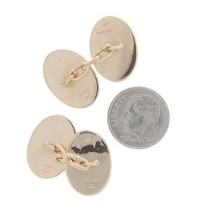 Bijoux de mode pour hommes Boutons de manchette en or jaune 18 carats véritable Saphir ovales gravables 10 carats Bijoux de manchette pour hommes - Product Image 1