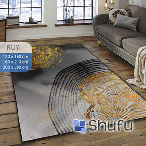 Tapis Shufu lavables en machine, antidérapants, en flanelle, avec base en caoutchouc thermoplastique, protection anti-allergique, ensembles de tapis modernes abstraits - Product Image 1
