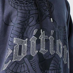 Rhinestone hoodies for <b>men</b> Solid 100% Cotton Heavyweight <b>Fleece</b> <b>Oversized</b> Streetwear Vintage Rhinestone Winter <b>Hoodie</b> - Product Image 4
