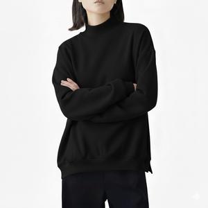 Custom New 2026 Women's Casual Turtleneck <b>Top</b> 100% Cotton Breathable Waterproof Autumn and Winter Pullover Sweatshirt Front Logo - Product Image 1