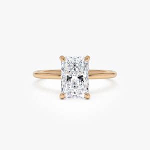 Cautivador Anillo de Compromiso con Diamante Cultivado en Laboratorio, Corte Radiante, Halo Oculto, 1.60 Ct E-F VS, Oro de 14K, para Boda, Compromiso, Fiesta - Product Image 3