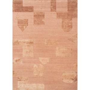 Alfombra de Lana y Seda de Bambú Tejida a Mano con Patrón Abstracto UnfoldBy Kavi, Rojo y Naranja-Esk-367 para Uso Doméstico - Product Image 1