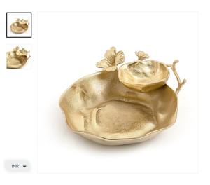 Bol décoratif en métal doré radiant Accent de table élégant moderne Pièce maîtresse de maison élégante parfaite pour l'affichage - Product Image 1