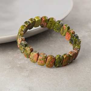 Pulsera de piedra natural de unakita con corte ancho - Product Image 2
