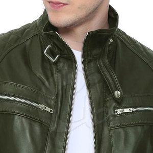 New Arrival Casual Wear Men's Cow Skin Leather Winter <b>Jacket</b> with Stand Collar Waterproof & Eco-Friendly Factory Direct Supply - Product Image 5