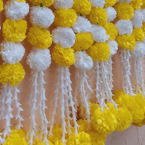 Top Quality Dual Color <b>Artificial</b> Marigold Genda <b>Flower</b> Garlands Strings with White Tassels <b>for</b> Home <b>Wedding</b> Event Decoration - Product Image 1