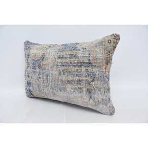 Gray Toile Vintage Pattern Patchwork Wool Kantha <b>Pillow</b> 16x24 Inch Woven Decorative Cushion - Product Image 4