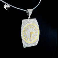 Pendentif Hip Hop de Luxe Scintillant en Argent 925 Plaqué Or, Zircon Bling Unisexe, Bijoux Streetwear pour Rappeur, Fournisseur tiers