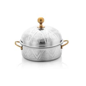 Plat à fondue arabe moderne gravé, le plus vendu et le plus beau, en acier inoxydable pour une décoration élégante de table à manger - Product Image 3