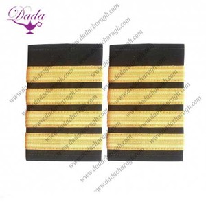 Épaulettes de pilote de ligne aérienne et de marin marchand à 3 barres, en dentelle, avec bande dorée, best-seller, en tissu de toile brodé, à coudre - Product Image 3