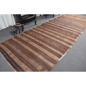 พรมวินเทจตุรกีขนาด 5.3x14.7 ฟุต, พรมปูพื้น, พรมลายดอกไม้สีน้ำตาล - Product Image 5