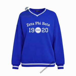 Sudadera de la Hermandad Zeta Phi Beta, Sudadera Informal de Algodón para Mujer, Cuello Redondo, Estilo Universitario, Bordada, Talla Grande - Product Image 2