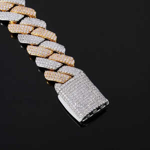 Collier avec pendentif en argent sterling 925, 20 mm, double ton, moissanite, style vintage, plaqué or, cadeau populaire pour lui - Product Image 6