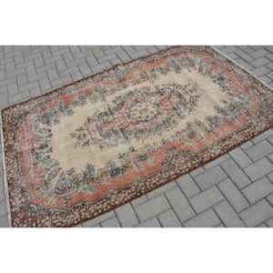 Alfombra Turca de 4x7 pies (123x212 cm), Alfombra Vintage con Estampado Animal Marrón - Product Image 2