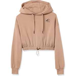 Latest Fashion <b>Winter</b> Woven 100% Cotton Long Sleeve Crop <b>Top</b> Hoodie <b>Women</b> Front Customize Logo Printed Hoodies for Sale - Product Image 2
