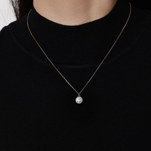 Artisan Round Diamond Halo <b>Pendant</b> Necklace 0.65 Ct D-F VVS1-VS2 Lab Grown Diamond In 18K Yellow <b>Gold</b> Festive Gifting Occasion - Product Image 3