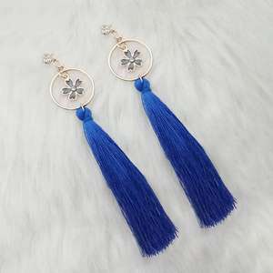 Tip Top Fashions Gold Plated Floral Design <b>Tassel</b> <b>Earrings</b> 1313329D for Party Made of Alloy - Product Image 1