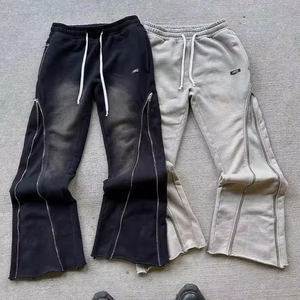 Nouveaux pantalons de survêtement en coton pour hommes pantalons de Streetwear décontractés respirant lavage à l'acide pantalon lavé à l'acide personnalisé plaine - Product Image 3